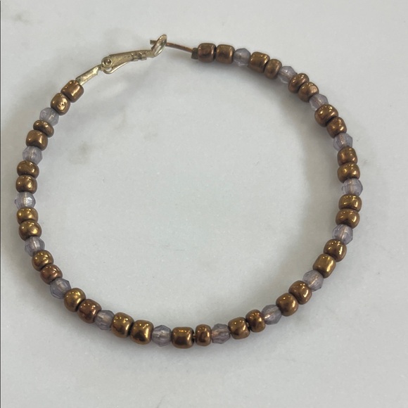 Elegant Brown Beaded Hoop Earrings - Picture 4 of 4